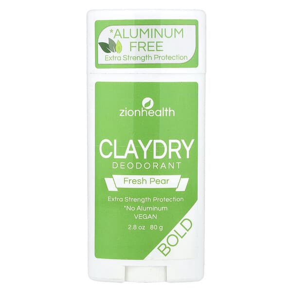 Zion Health, Bold, Desodorante ClayDry, Pera fresca, 80 g (2,8 oz)