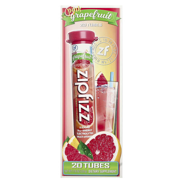 Zipfizz Energy Drink Mix, Pink Grapefruit, 20 Tubes, 0.39 oz (11 g) Each