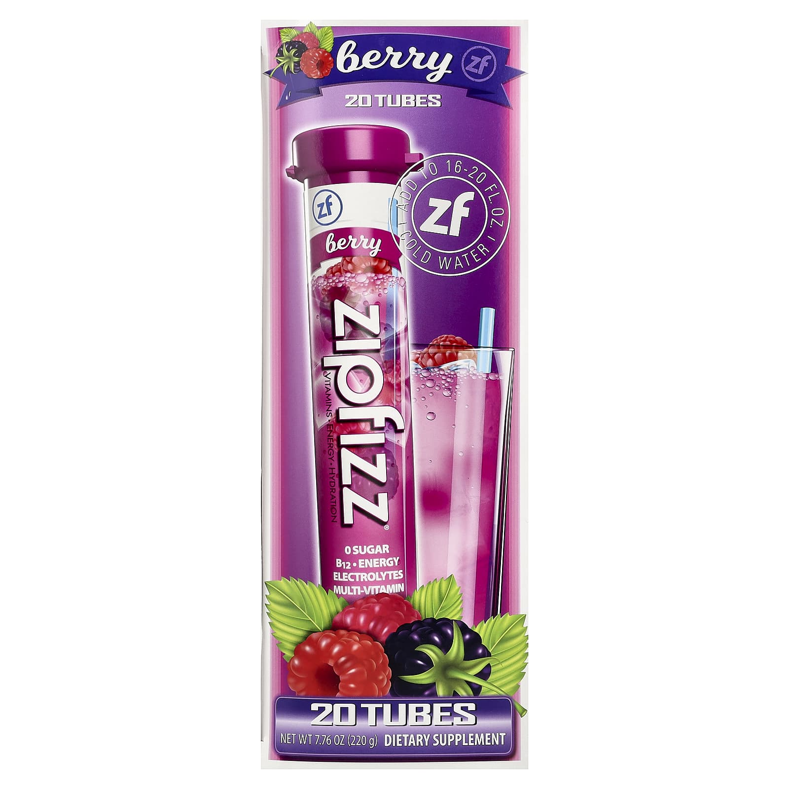 Drink Mix, Berry, 20 Tubes, 0.39 oz (11 g) Each