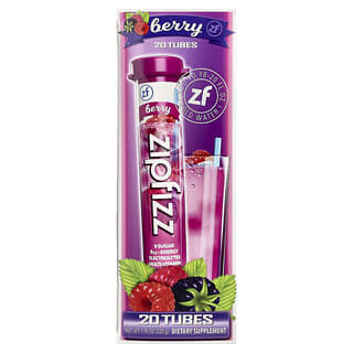 Zipfizz, Mezcla para bebidas energéticas, Baya, 20 tubos, 11 g (0,39 oz) cada uno