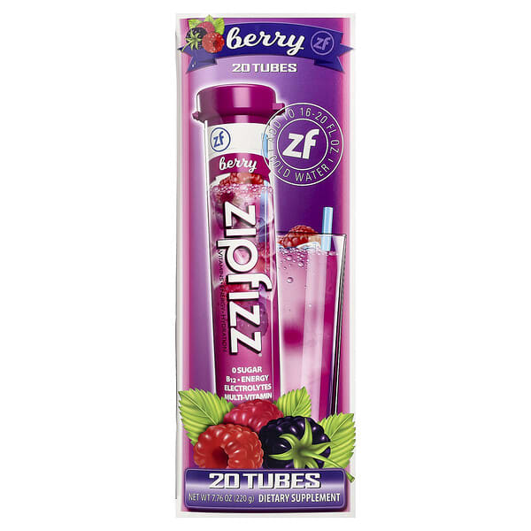 Zipfizz Drink Mix, Berry, 20 Tubes, 0.39 oz (11 g) Each