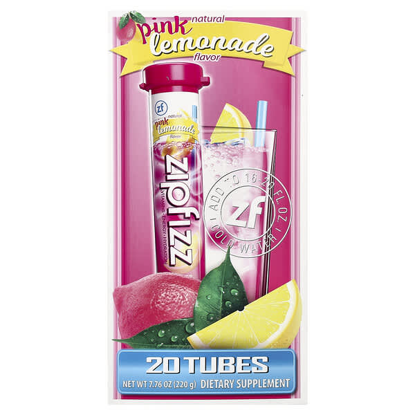Zipfizz, Energy Drink Mix, Pink Lemonade, 20 Tubes, 0.39 oz (11 g) Each