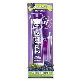 Zipfizz, Energy Drink Mix, Grape, Energie-Trinkmischung, Traube, 20 Tuben, je 11 g (0,39 oz.).