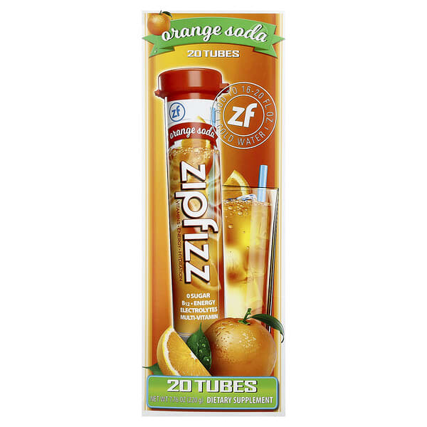 Zipfizz Energy Drink Mix, Orange Soda, 20 Tubes, 0.39 oz (11 g) Each