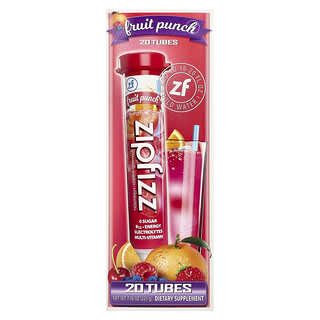 Zipfizz‏, תערובת להכנת משקה אנרגיה, בטעם פונץ' פירות, 20 שפופרות, 11 גרם (0.39 אונקיות) ליחידה