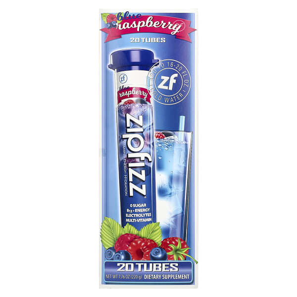 Zipfizz Energy Drink Mix, Blueberry Raspberry, 20 Tubes, 0.39 oz (11 g) Each