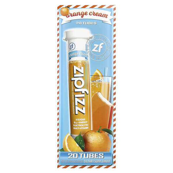 Zipfizz Energy Drink Mix, Orange Cream, 20 Tubes, 0.39 oz (11 g) Each