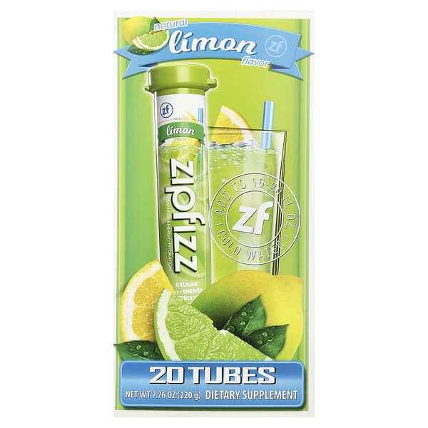 Zipfizz, Energiedrankmix, citroen, 20 tubes van 11 gram per stuk.