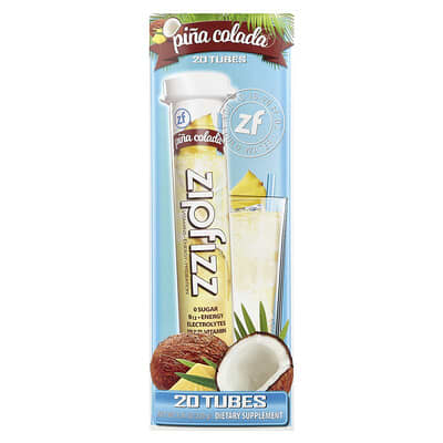Zipfizz, Energy Drink Mix, Pina Colada, 20 Tubes, 0.39 oz (11 g) Each
