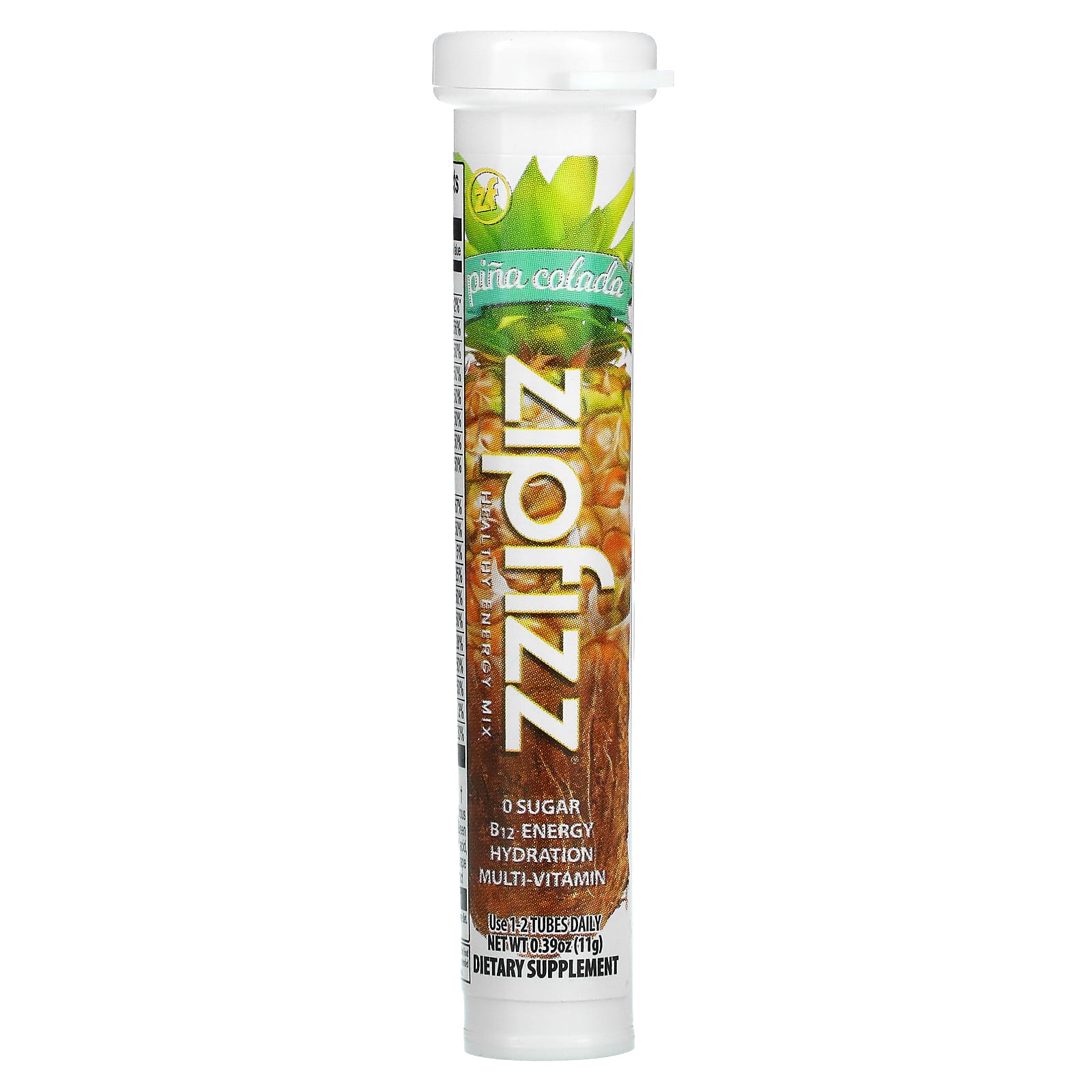 Zipfizz, Healthy Energy With Vitamin B12, Pina Colada, 20 Tubes, 0.39