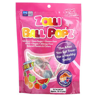 Zollipops, Zolli Ball Popz, фруктовые леденцы на палочке, ассорти, 10–12 леденцов, 147 г (5,2 унции)