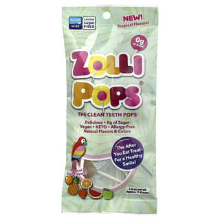 Zollipops, Zolli Pops, The Clean Teeth Drops, Tropical Fruit, Approx. 7-8 Pops, 45 g