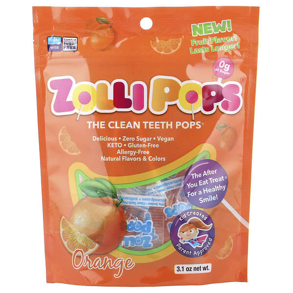 Zollipops, The Clean Teeth Pops®, Orange, 3.1 oz