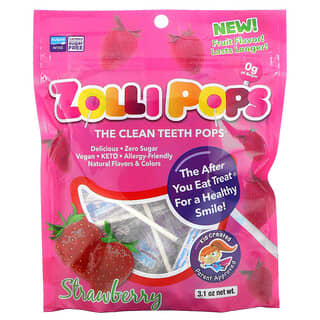 Zollipops, Chupetines que limpian los dientes, frutilla, 15 ZolliPops, (3.1 oz)