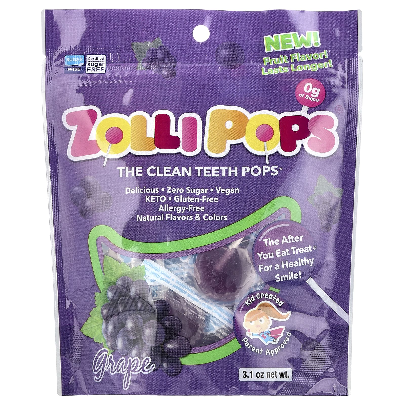 The Clean Teeth Pops®, Grape, 3.1 oz