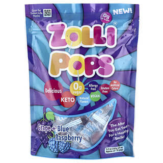 Zollipops, The Clean Teeth Pops, Uva + Framboesa Azul, Aprox. 23 a 25 pops, 5,2 oz