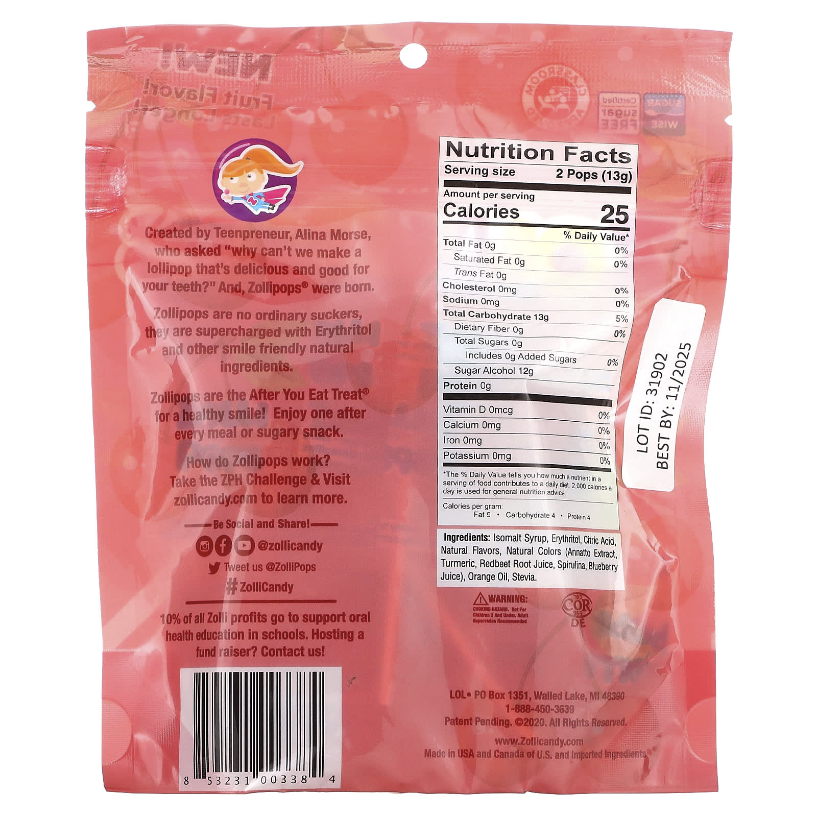 The Clean Teeth Pops, Blue Raspberry, 3.1 Oz (88 G - View #9