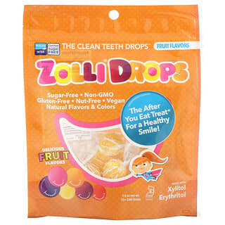 Zollipops, Zolli Drops: as pastilhas de limpeza dos dentes com sabor de frutas. Contém aproximadamente 15 unidades, 1.6 oz (45,3 g)