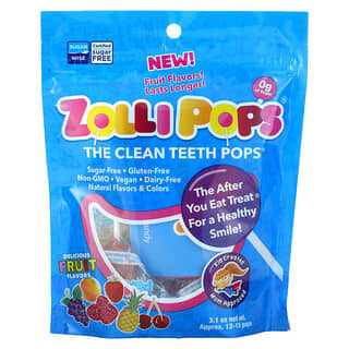 Zollipops, The Clean Teeth Pops، بنكهات الفواكه اللذيذة، من 13 إلى 15 مصاصة تقريبًا، 3.1 أونصة