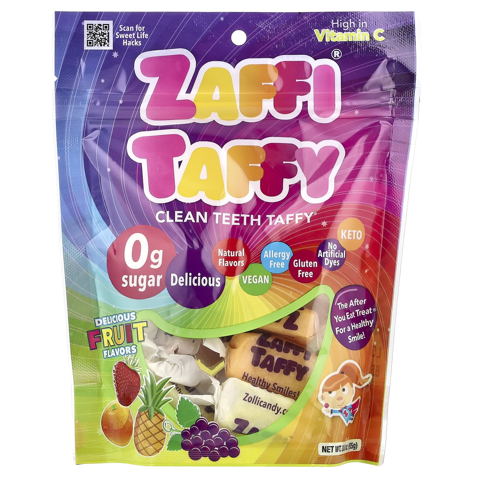TAFFY商品です Zaffi®（ザフィ）タフィー、デリシャスフルーツ、85g（3オンス）
