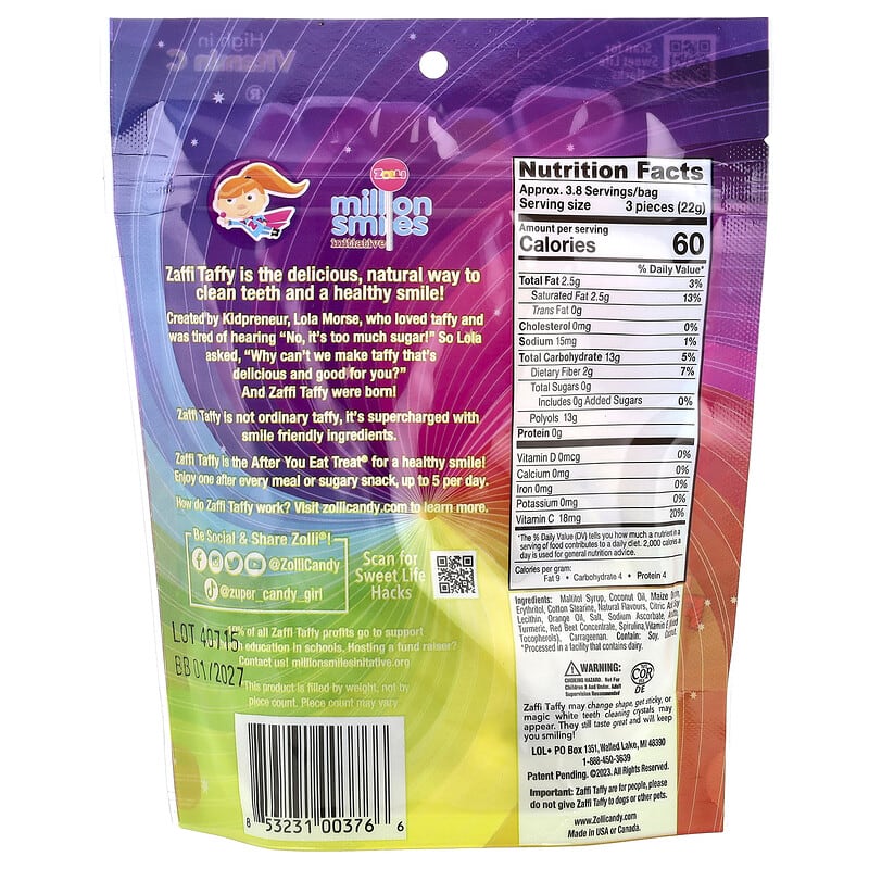Zaffi® Taffy, Lezzetli Meyve, 3 oz (85 g)