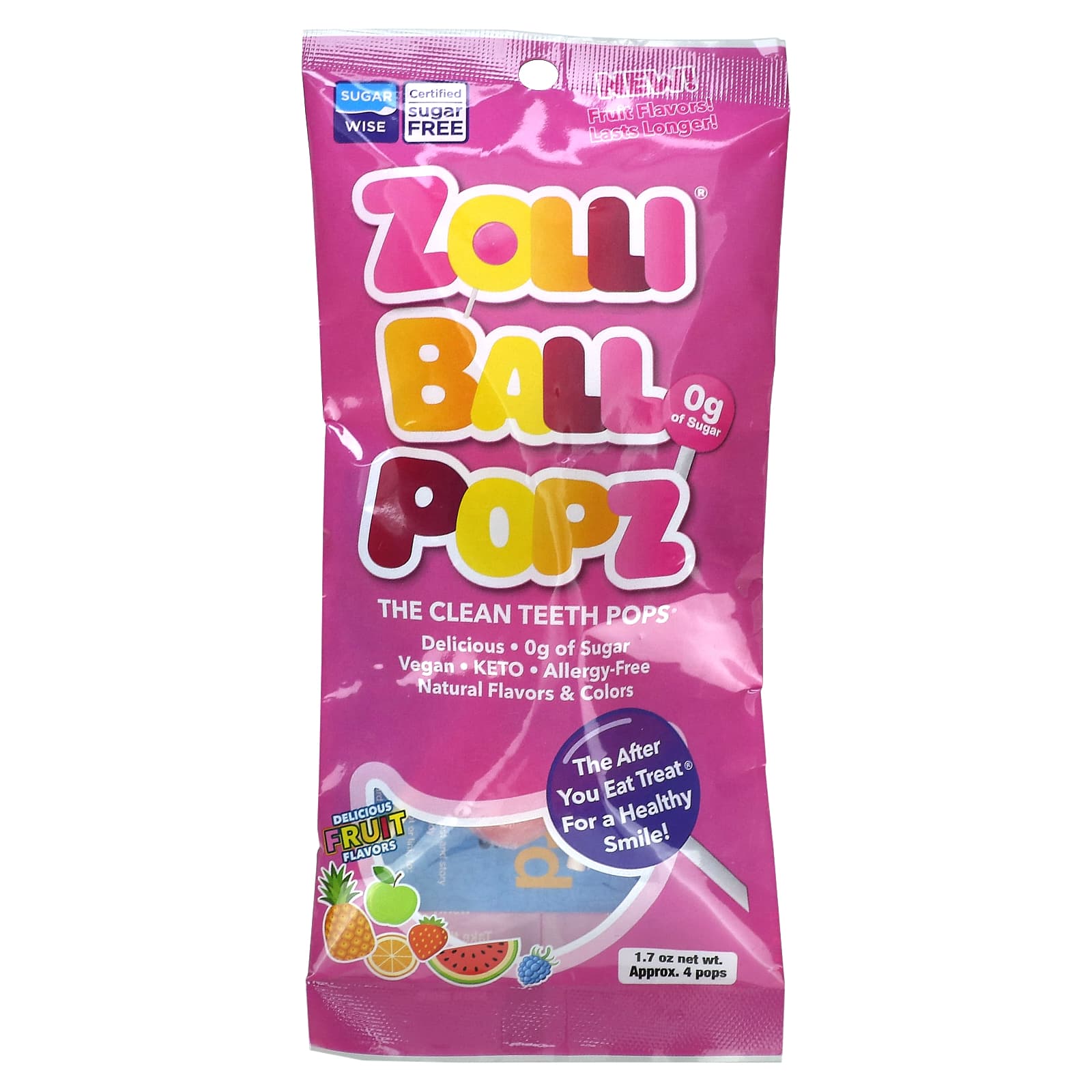 Zollipops, Zolli Ball Popz, The Clean Teeth Pops, Delicious Fruit