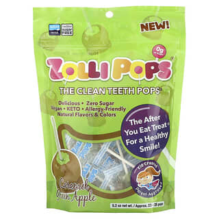 Zollipops, The Clean Teeth Pops, Karamellgrüner Apfel, Ca. 23–25 Pops, 5,2 oz.