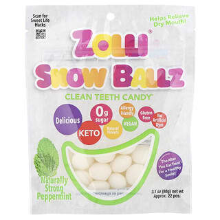 Zollipops, Snow Ballz de Zolli®, Menta naturalmente fuerte, Aprox. 22 piezas, 88 g (3,1 oz)