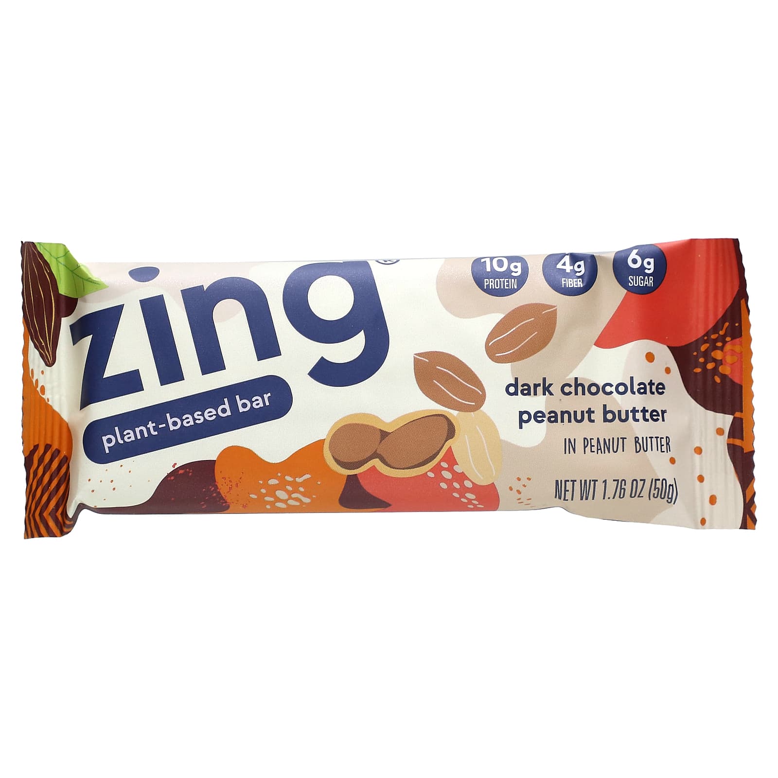 Zing Bars, PlantBased Bar, Dark Chocolate Peanut Butter In Peanut