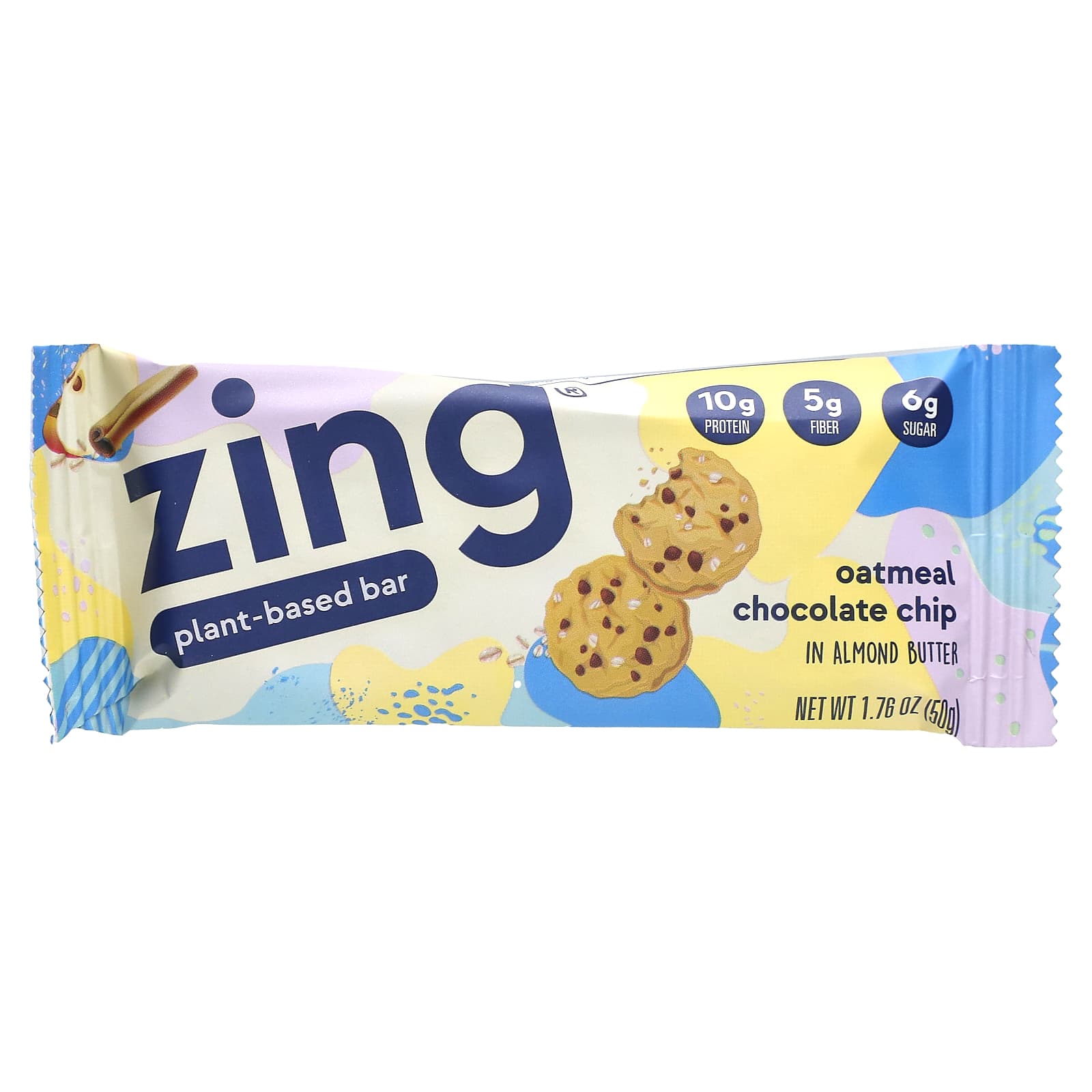 Zing Bars, PlantBased Bar, Oatmeal Chocolate Chip In Almond Butter, 12