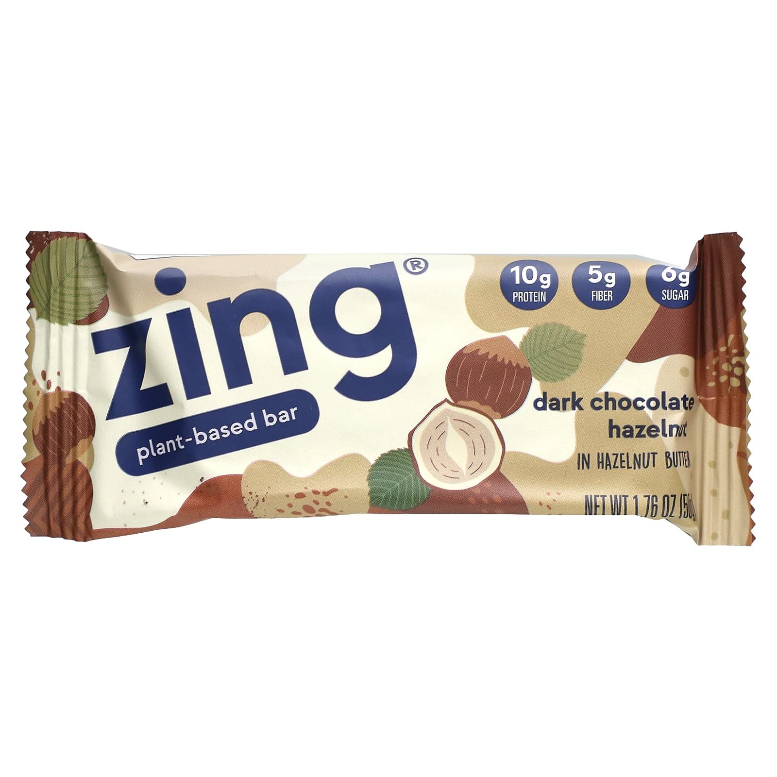 Zing Bars, PlantBased Bar, Dark Chocolate Hazelnut In Hazelnut Butter