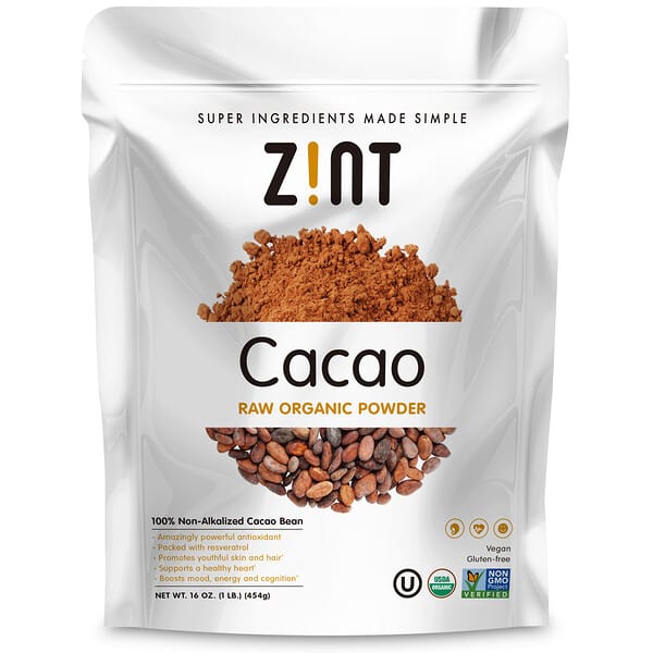 Zint‏, مسحوق الكاكاو العضوي،الخام 16 أونصة سائلة (454 جم)