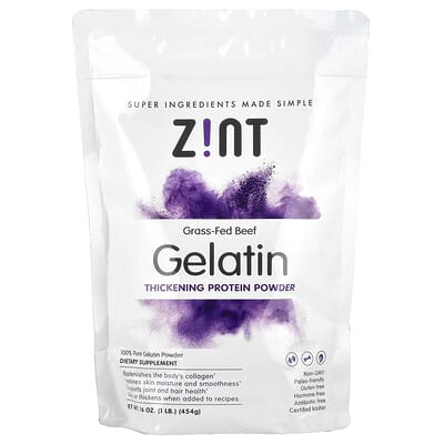 Zint, Gelatin Thickened Protein Powder, Grass-Fed Beef, 16 lbs (454 g)