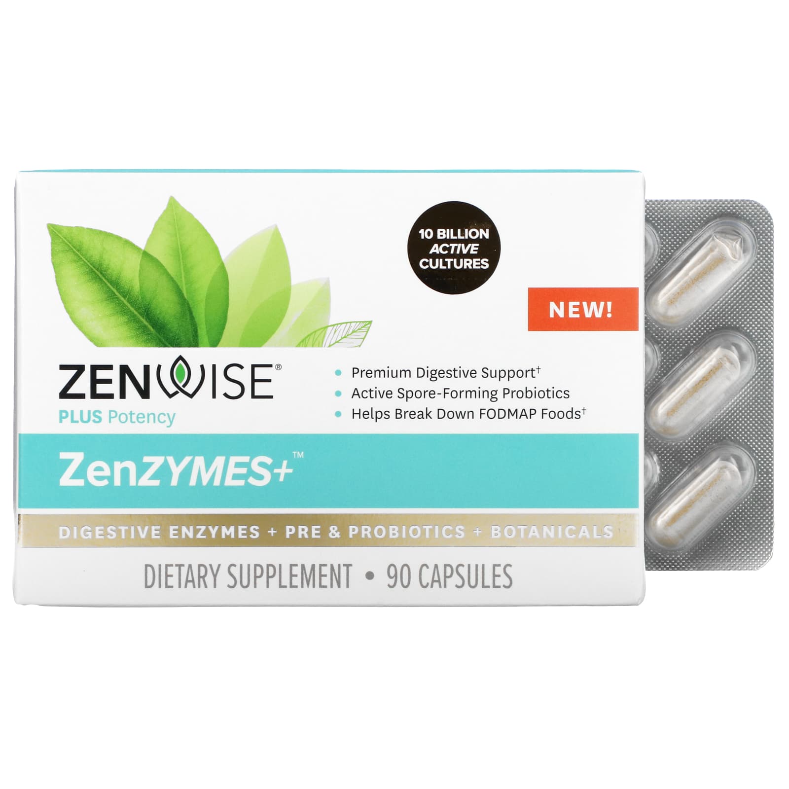 Zenwise Health Zenzymes Digestive Enzymes Pre Probiotics Botanicals 90 Capsules