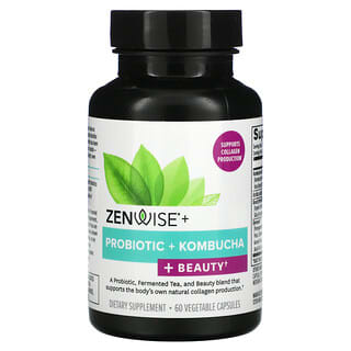 Zenwise Health, Пробиотик + чайный гриб + красота, 60 растительных капсул