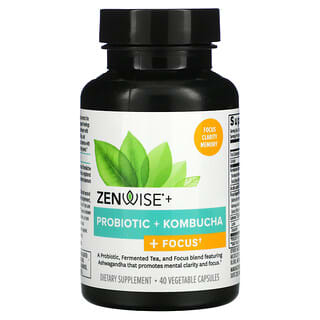 Zenwise Health, Пробиотик + чайный гриб + Focus, 40 растительных капсул