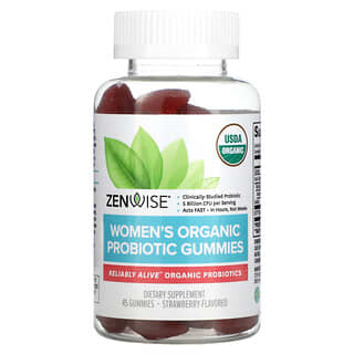 Zenwise Health, Gomitas con probióticos orgánicos para mujeres, Fresa, 45 gomitas