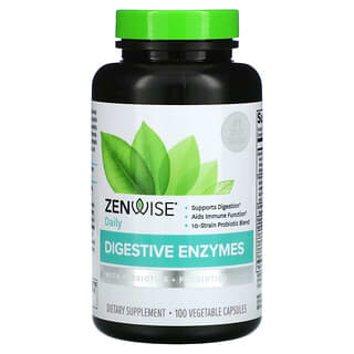 Zenwise Health, Suplemento con enzimas digestivas, prebióticos y probióticos de ingesta diaria, 100 cápsulas vegetales