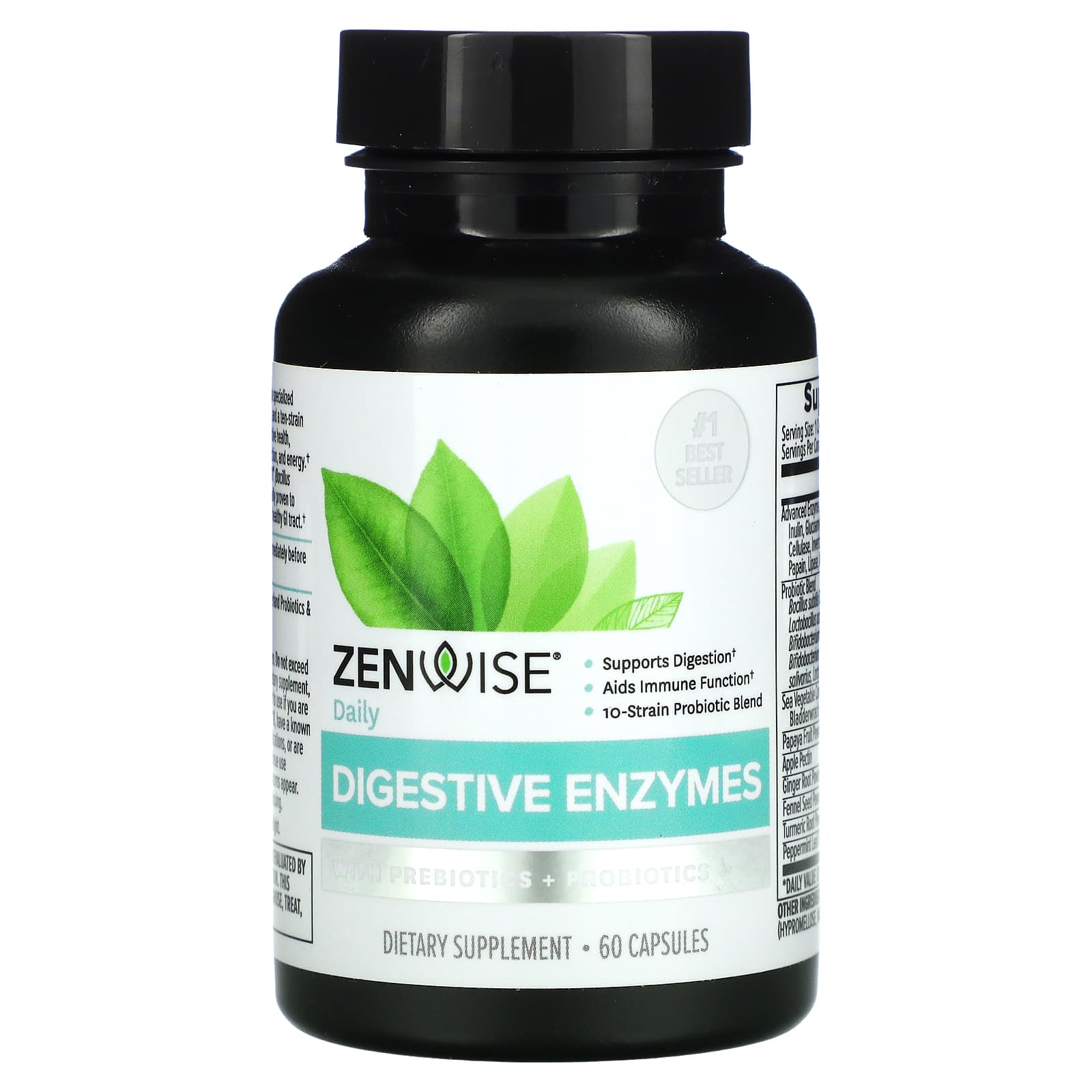 Zenwise Health Daily Digestive Enzymes With Prebiotics Probiotics 60 Capsules