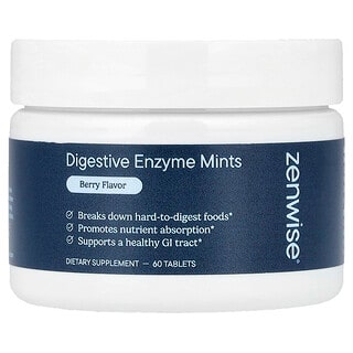 Zenwise Health, Μέντα Πεπτικών Ενζύμων, Μούρα, 60 Δισκία