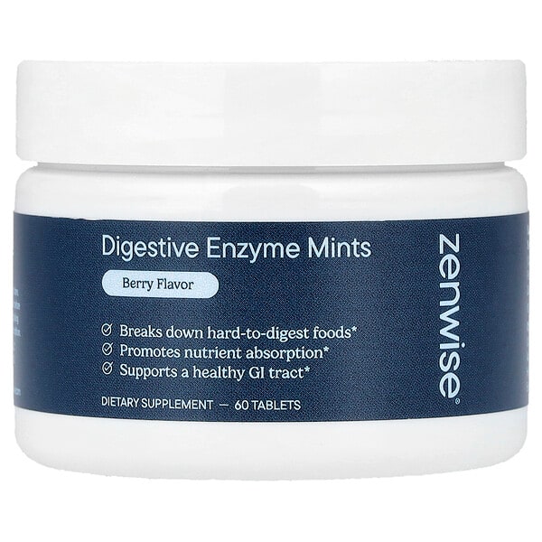 Zenwise Health, Μέντα Πεπτικών Ενζύμων, Μούρα, 60 Δισκία
