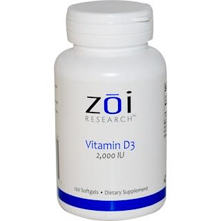 ZOI Research, Vitamin D3, 2,000 IU, 120 Softgels