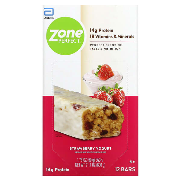 ZonePerfect, Barras de nutrição, Morango Iogurte, 12 barras, 1,76 oz (50 g) Cada