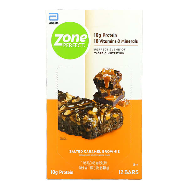 ZonePerfect, Nutritional Bars, Salted Caramel Brownie, 12 Bars, 1.58 oz (45 g) Each