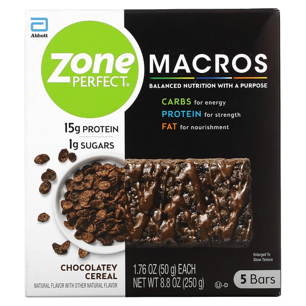 ZonePerfect, MACROS Bars, Chocolatey Cereal, 5 Bars, 1.76 oz (50 g) Each
