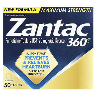 Zantac, 360°, Maximum Strength, 50 Tablets