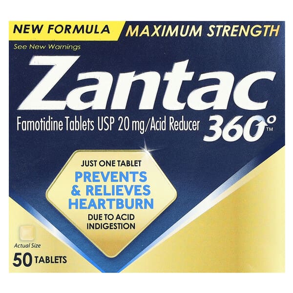 Zantac, 360°, Máxima concentración, 20 mg, 50 comprimidos