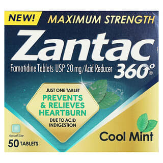 Zantac, 360°, maximale Stärke, kühle Minze, 50 Tabletten