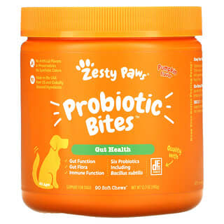 Zesty Paws, Probiotic Bites para Cães, Saúde Intestinal, Todas as Idades, Sabor de Abóbora, 90 Cápsulas Mastigáveis Macias, 360 g (12,7 oz)