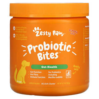 Zesty Paws, Probiotic Bites, Bocadillos para perros para favorecer la salud intestinal, Todas las edades, Calabaza, 90 bocadillos masticables blandos, 360 g (12,7 oz)